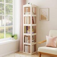 Costway Foldable Rotating Bookshelf 5-Tier Revolving Bookshelf Display Shelf in White