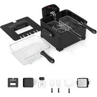 Costway 5L Electric Deep Fryer 2000W Oil Fryer w/3 Detachable Frying Baskets in Black