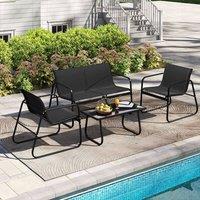 Costway 4PCS Outdoor Furniture Set Patio Metal Conversation Chair&Coffee Table in Black