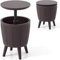 Costway Outdoor Cool Cocktail Bar Table All-Weather Side Table 38L Wine Cooler in Brown