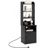 Costway 6-Tier Nightstand Home Organizer Wooden Storage Cabinet Bedside Tables in Black