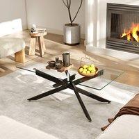 Costway Modern Glass Coffee Table Rectangle Center Cocktail Table Side Table in Black