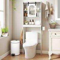 Costway Over Toilet Storage Cabinet Bathroom Organizer w/Toilet Paper Holder in White