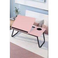 Living and Home Folding Angle Adjustable Laptop Bed Table with Cup Slot, Stop Bar in Pink
