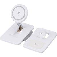 Living and Home 3-in-1 Foldable Magnetic Wireless Charger in White