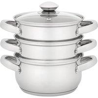 Judge Essentials, 16cm 3 Tier Glass Lid Steamer Set in Metallic Silver