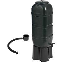 Charles Bentley 100L Garden Round Plastic Water Butt Set Including Tap With Stand & Filler Kit in Black