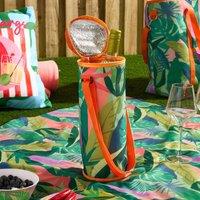 OHS Summer Print Insulated Bottle Cooler Bag Picnic Wine Cooling in Green