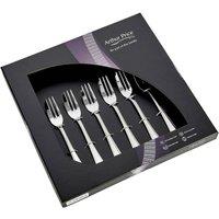 Arthur Price 'Grecian' Stainless Steel Set Of 6 Pastry Forks Gift Boxed Cutlery Set in Silver | Size: 8 Pack