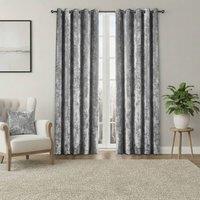 Snug City Crushed Velvet Eyelet Curtains Luxurious Finish for Contemporary Homes in Silver | Size: 117 cm width x 183 cm drop