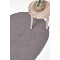 Homescapes Handmade Woven Braided Oval Rug in Grey | Size: 50 cm x 80 cm