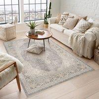 Desire Rugs Maia Washable Orchid Floral Traditional Area Rug Non-Slip -Living Room in Grey | Size: 60 cm x 220 cm