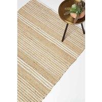 Homescapes Arlyn Natural Striped Handwoven Jute Rug | Size: 66 cm x 200 cm