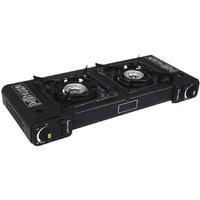 BARGAINS-GALORE Portable Double Gas Cooker Stove Outdoor Camp Cooker Diy Auto Ignition in Black