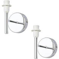 First Choice Lighting Set of 2 Brea - Chrome Wall Light Fittings Only in Silver