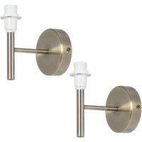 First Choice Lighting Set of 2 Brea - Antique Brass Wall Light Fittings Only in Gold