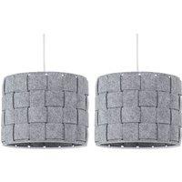 First Choice Lighting Set of 2 Warner - Grey Felt Weave Easy Fit Pendant Shades