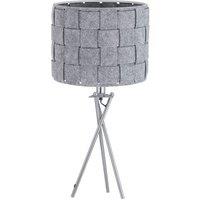 First Choice Lighting Warner - Chrome Tripod Table Lamp with Grey Pleated Felt Shade in Silver