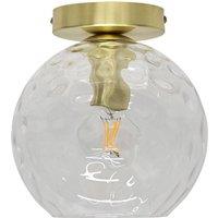 First Choice Lighting Barnum - Clear Dimple Glass Globe Satin Brass Ceiling Light Fitting