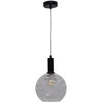 First Choice Lighting Barnum - Clear Dimple Glass Globe Black Deco Pendant Fitting