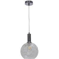 First Choice Lighting Barnum - Clear Dimple Glass Globe Chrome Deco Pendant Fitting