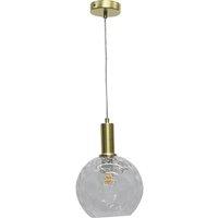 First Choice Lighting Barnum - Clear Dimple Glass Globe Satin Brass Deco Pendant Fitting