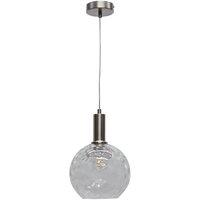First Choice Lighting Barnum - Clear Dimple Glass Globe Satin Nickel Deco Pendant Fitting