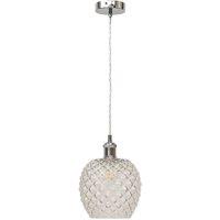 First Choice Lighting Baine - Clear Textured Glass Chrome Retro Pendant Fitting