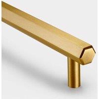 PUSHKA HOME Solid Brass Hexagon Bar Handle 128mm - Brushed Gold Finish
