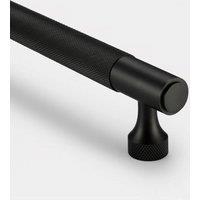 PUSHKA HOME Solid Brass Knurled Bar Handle with Hole Centre 128mm - Black