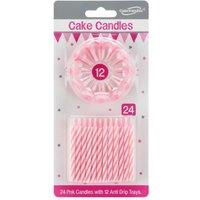 Oaktree Spiral Candle & Holder Set in Pink