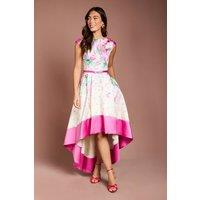 Coast Women's Twill Hi-Lo Floral Printed Midi Dress in Ivory | Size: 14