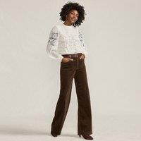 Lands' End Women's Wide Leg Cord Jeans, High Waisted in Dark Brown | Size: 14-16