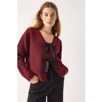 Monsoon Women's Tina Bow Tie Cardigan Red | Size: Medium