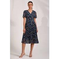 Jolie Moi Women's Floral Pleated Midi Dress | Size: 14