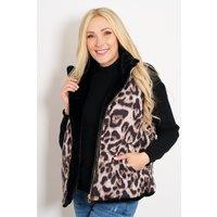 Sarta Women's Tamsin Leopard Print Faux Fur Lined Reversible Gilet in Beige | Size: Medium