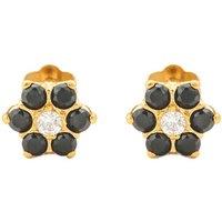 Raina Jewels Women's 22ct Gold Black Cubic Zirconia Floral Mini Stud Earrings 4mm