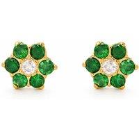 Raina Jewels Women's 22ct Gold Green Cubic Zirconia Floral Mini Stud Earrings 4mm