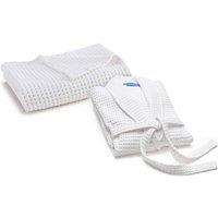 CHRISTY Women's Waffle Kimono Style Robe & Bath Sheet Gift Set in White | Size: Large/XL