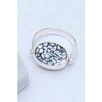 Otis Jaxon London Women's Silver Crushed Diamond Rotating Ring | Size: Medium