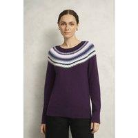 Hobbs London Women's Greta Fairisle Jumper in Aubergine | Size: XS