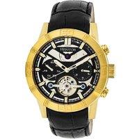 Heritor Automatic Men's Hannibal Semi-Skeleton Leather-Band Watch in Black
