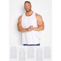 BadRhino Men's 5 Pack Vest Tops in White | Size: 7-8XL