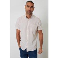 Threadbare Men's Short Sleeve Linen Blend Shirt in Light Stone | Size: 2XL