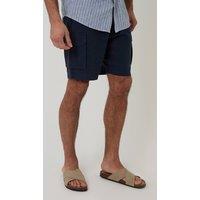 Threadbare Men's Linen Blend Cargo Shorts in Navy | Size: Medium