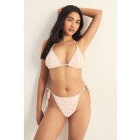 NastyGal Women's Textured Floral Triangle Bikini Set in Pink | Size: 10