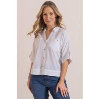 Klass. Women's Cotton Blend Short Sleeve Shirt in White | Size: 14