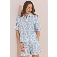 Klass. Women's Short Sleeve Shell Printed Cotton Blouse in White | Size: 18