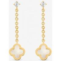 Jon Richard Women's Gold Plated & Mother of Pearl Clover Chain Drop Earrings