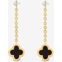 Jon Richard Women's Gold Plated & Jet Clover Chain Drop Earrings